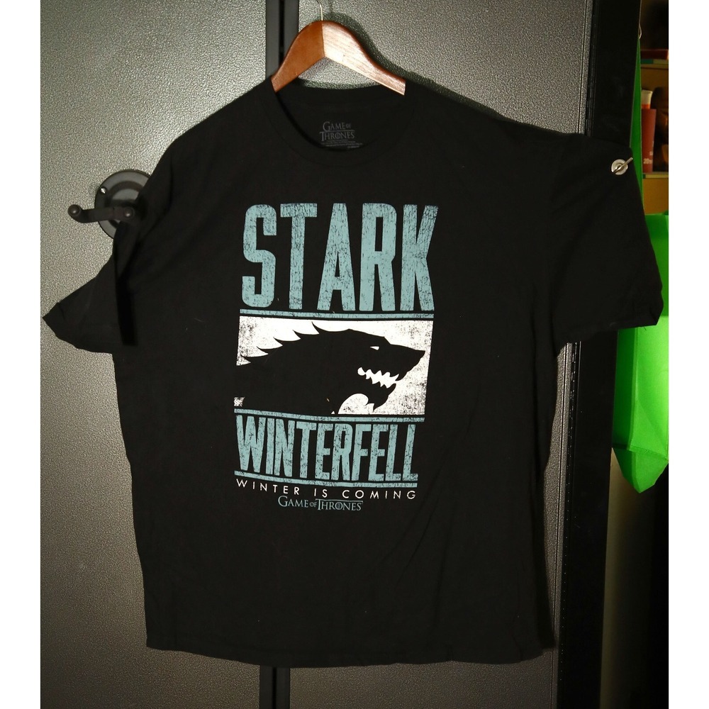 Game of Thrones House Stark Winterfell T-Shirt, Black 2XL